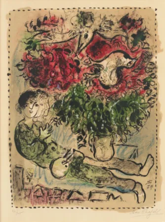 リトグラフ Chagall - Le Bouquet du Peintre (Mourlot 483)