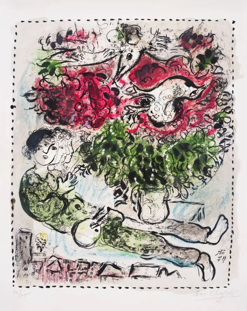 リトグラフ Chagall - Le bouquet du peintre (The Painter’s Bouquet)