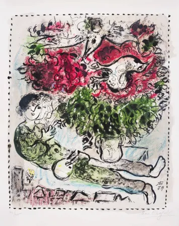 リトグラフ Chagall - Le bouquet du peintre (The Painter’s Bouquet)