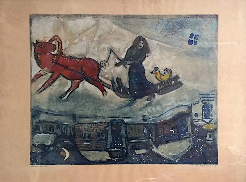 リトグラフ Chagall - Le Cheval Rouge