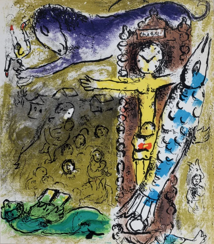 リトグラフ Chagall - Le Christ à l'horloge