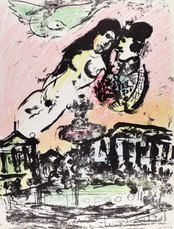 リトグラフ Chagall - Le ciel amoureux