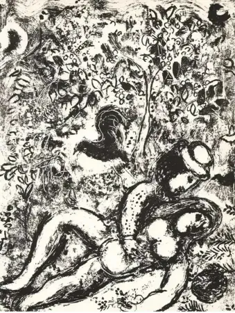 リトグラフ Chagall - Le couple à l'arbre