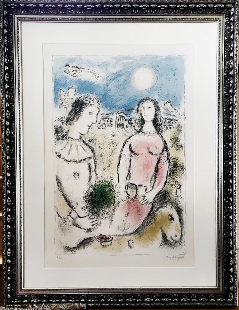 リトグラフ Chagall - Le couple au Crépuscule 