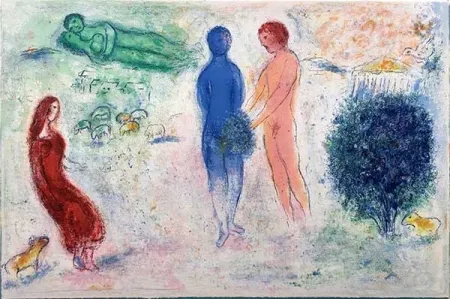 リトグラフ Chagall - Le jugement de Chloé