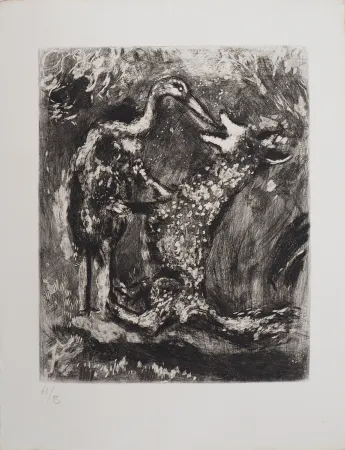 彫版 Chagall - Le loup et la cigogne
