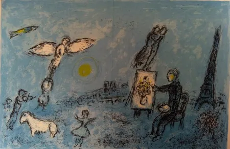 リトグラフ Chagall - Le peintre et son double
