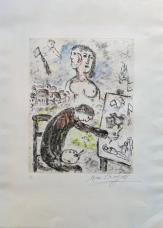 エッチングと　アクチアント Chagall - Le Peintre, from Songes (cf. C. books 112)