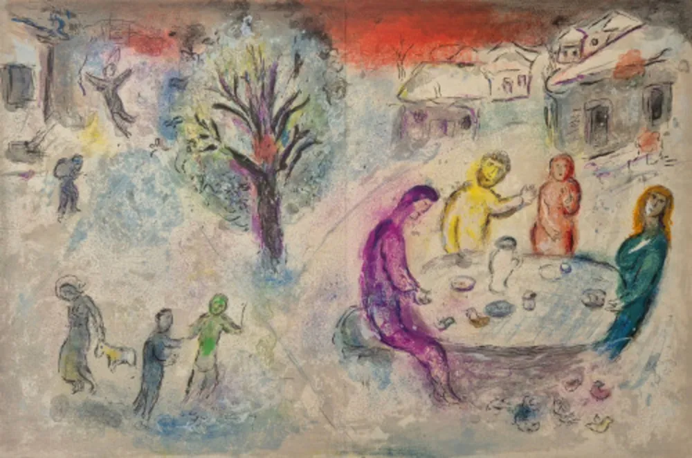 リトグラフ Chagall - Le repas chez Dryas, from Daphnis et Chloé