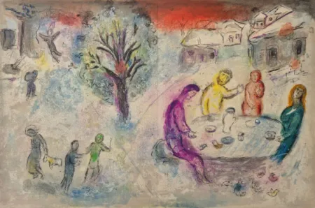 リトグラフ Chagall - Le repas chez Dryas, from Daphnis et Chloé