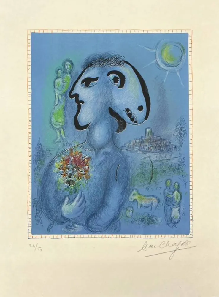 リトグラフ Chagall - Le village bleu