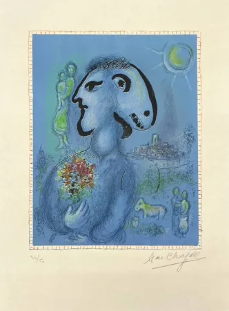 リトグラフ Chagall - Le village bleu