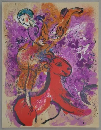 リトグラフ Chagall - L'écuyère au cheval rouge