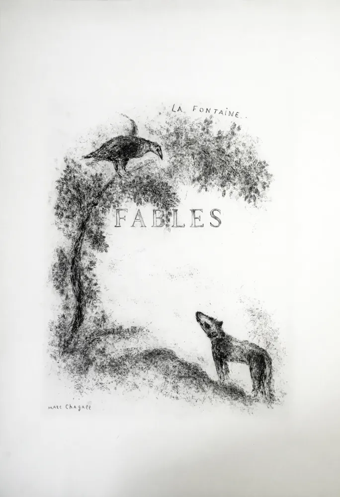 エッチング Chagall - LES FABLES DE LA FONTAINE (Couverture gravée du tome 1). 1952