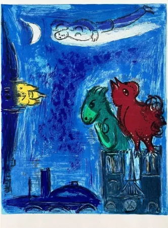 リトグラフ Chagall - Les Monstres de Notre-Dame