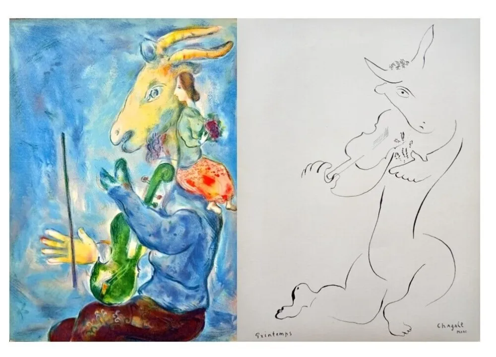 リトグラフ Chagall - Marc Chagall, Spring, 1938, Original Lithograph and Stencil on Paper 