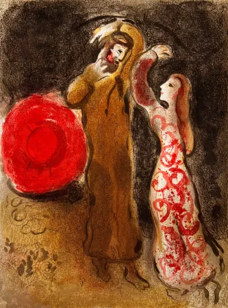 リトグラフ Chagall - Meeting of Ruth and Boaz