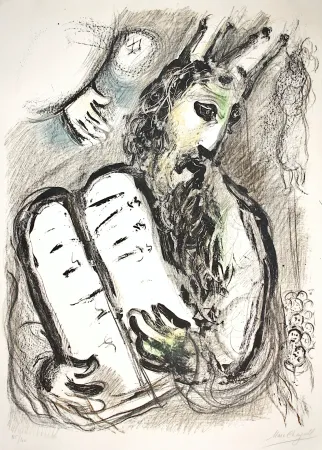 リトグラフ Chagall - Moise et Les Tables de la Loi