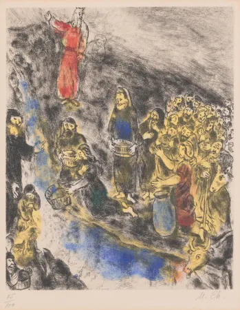 多数の Chagall - Moïse fait jaillir l'eau du rocher, from La Bible