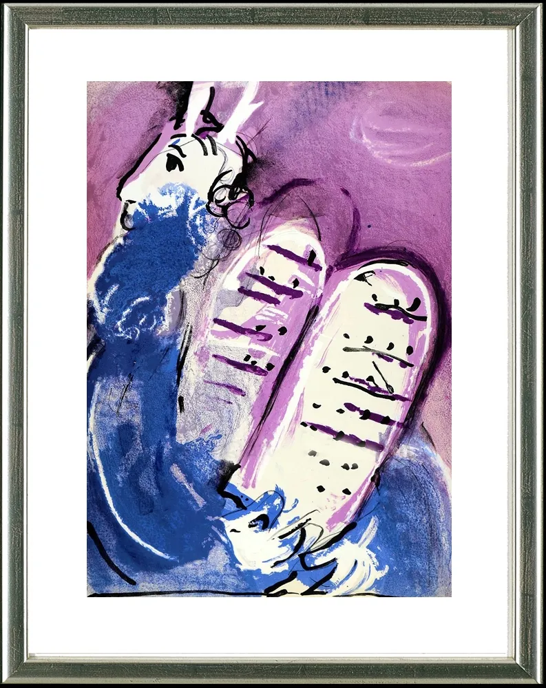 リトグラフ Chagall - Moses (mit Gesetzestafeln), Paris 1956