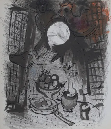 リトグラフ Chagall - Nature morte brun