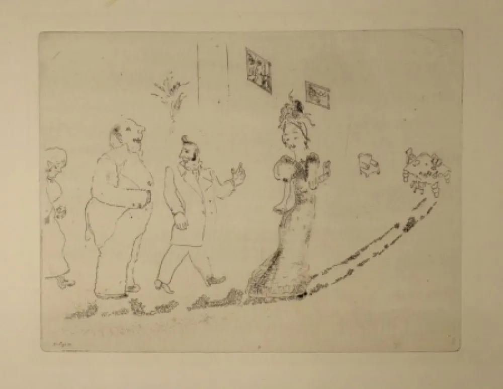 エッチング Chagall - (Nicolas Gogol, Les Ames Mortes, 34)