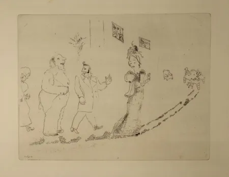 エッチング Chagall - (Nicolas Gogol, Les Ames Mortes, 34)