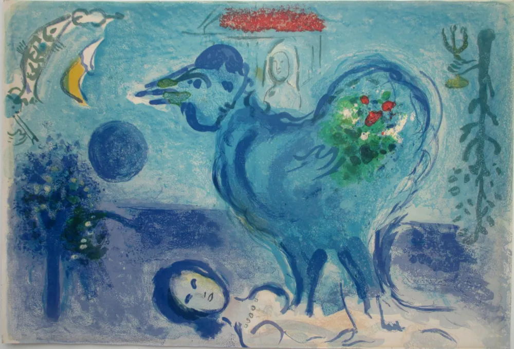リトグラフ Chagall - Paysage au Coq