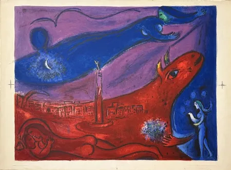 リトグラフ Chagall - Place de la Bastille