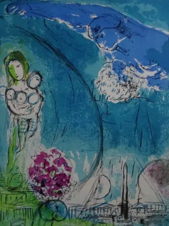 リトグラフ Chagall - Place de la Concorde 1952