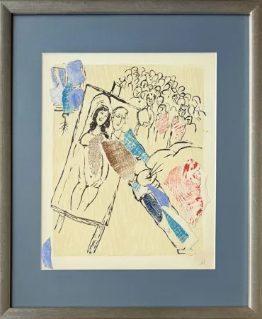 木版 Chagall - Poèmes, Planche XXI (collage enhanced)