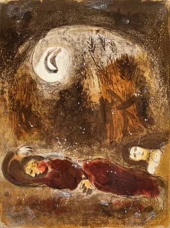 リトグラフ Chagall - Ruth at the feet of Boaz