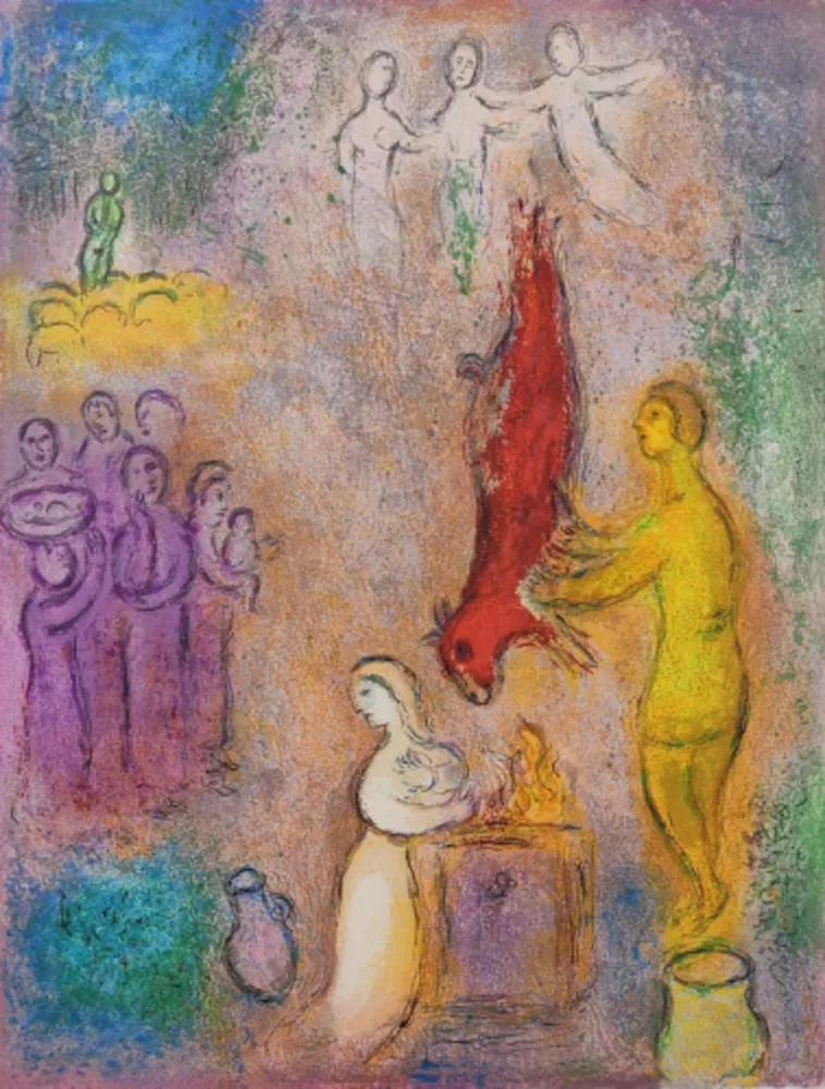 リトグラフ Chagall - Sacrifices Made to the Nymphs, from Daphnis and Chloe