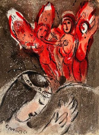 リトグラフ Chagall - Sarah And Abimelech