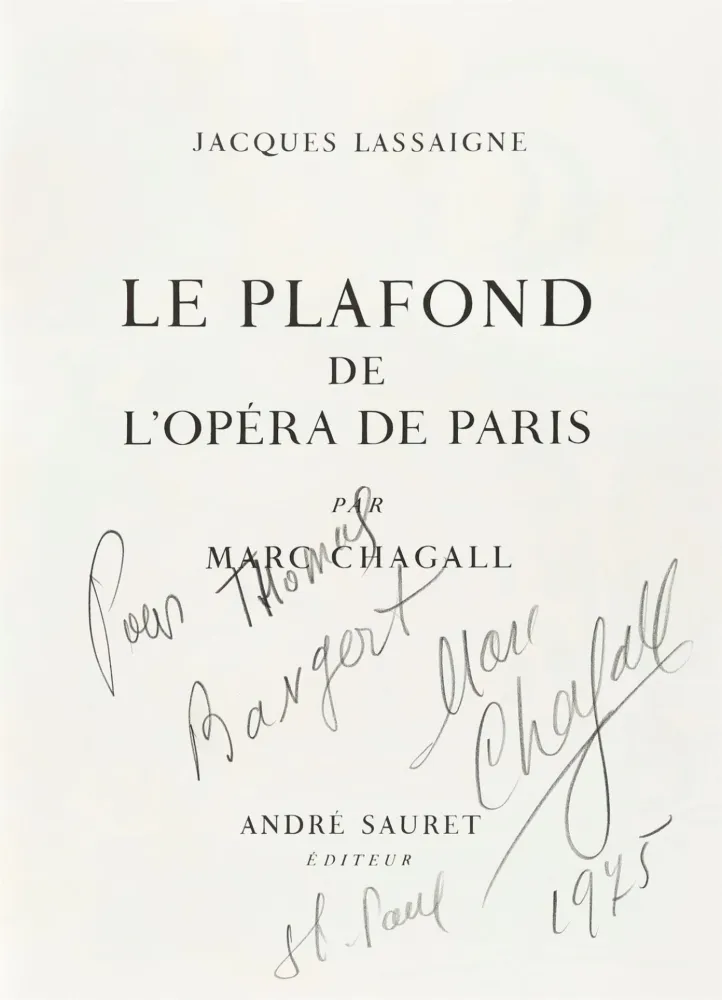 挿絵入り本 Chagall - Signed and dedicated-Le Plafond de l’Opéra de Paris