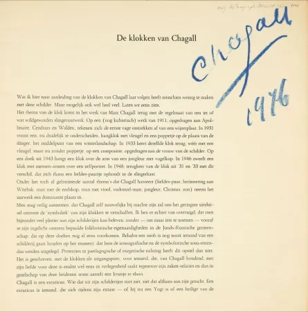 挿絵入り本 Chagall - Signed - Der Klokken Van Chagall