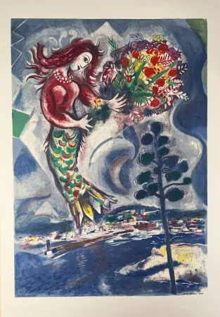 リトグラフ Chagall - Sirène au pin (Sirene with Pine)