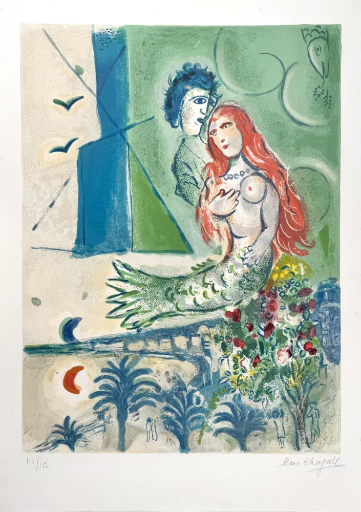 リトグラフ Chagall - Sirène au Poète 