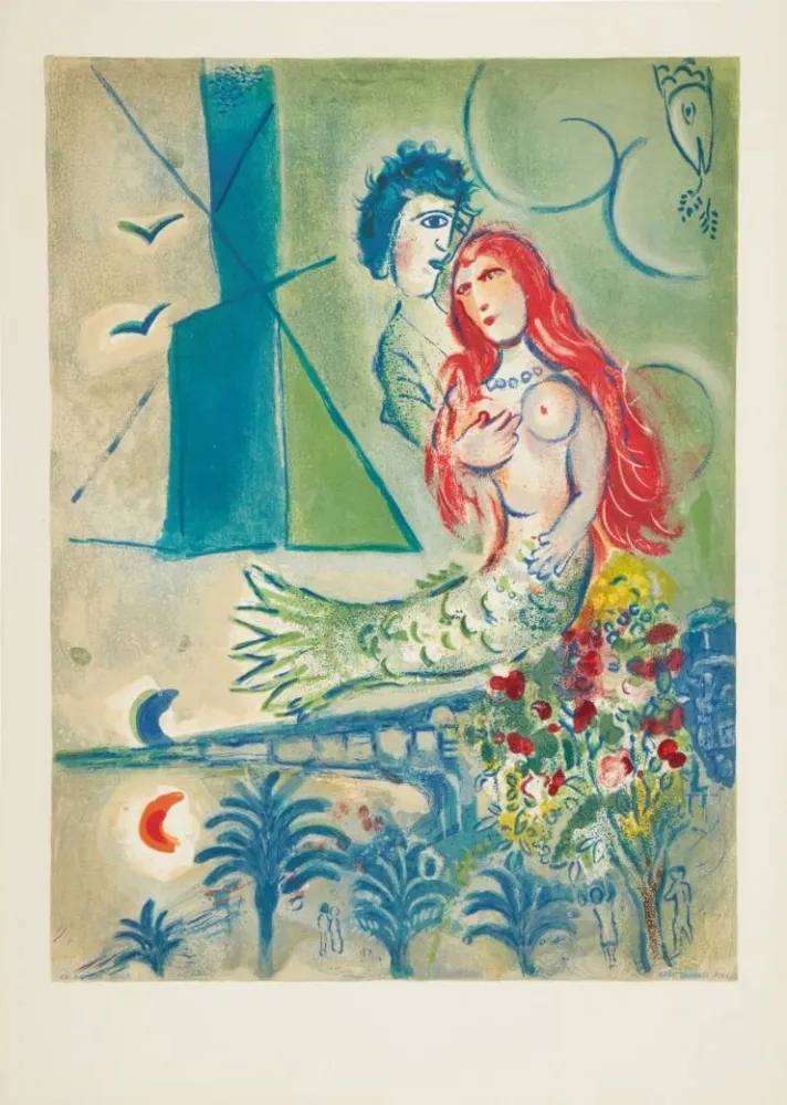 リトグラフ Chagall - Sirène au Poète (Sirene with Poet)