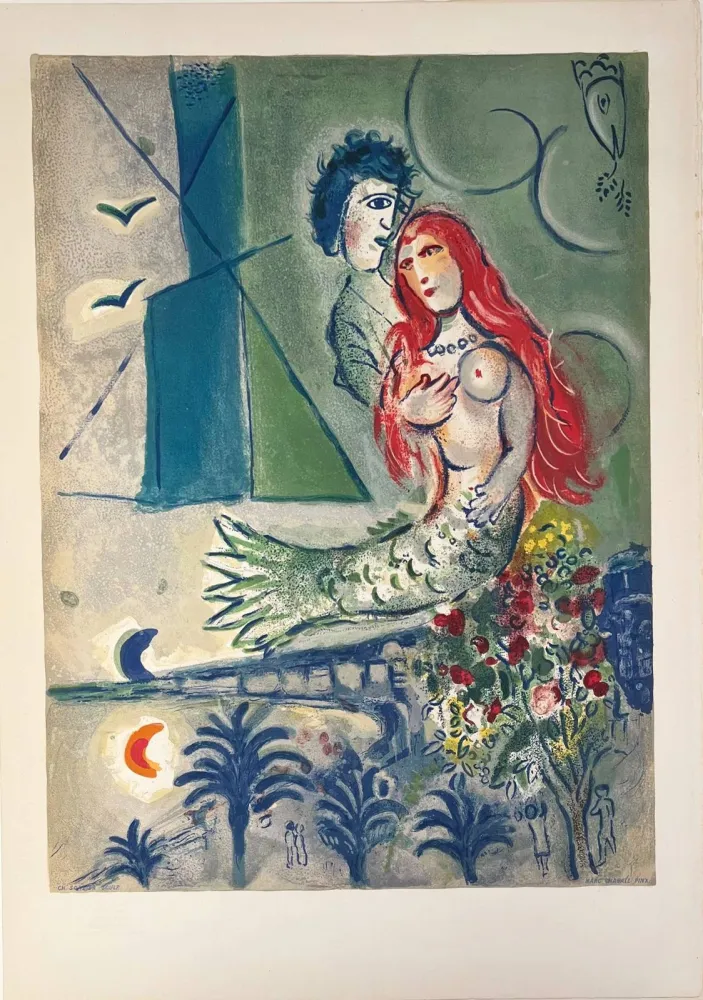 リトグラフ Chagall - Sirène au Poète (Sirene with Poet)