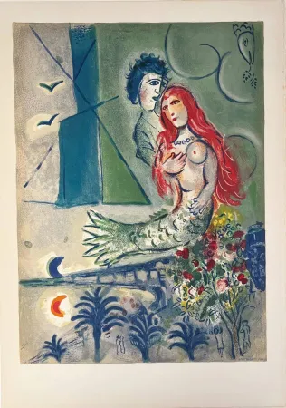 リトグラフ Chagall - Sirène au Poète (Sirene with Poet)