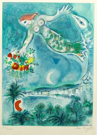 リトグラフ Chagall - Sirène et Poisson