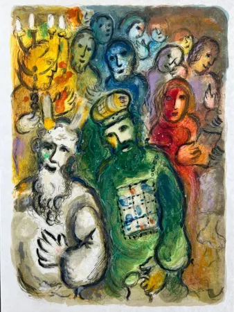 リトグラフ Chagall - So went Moses and Aaron, and gathered all the Elders of the children of Israel