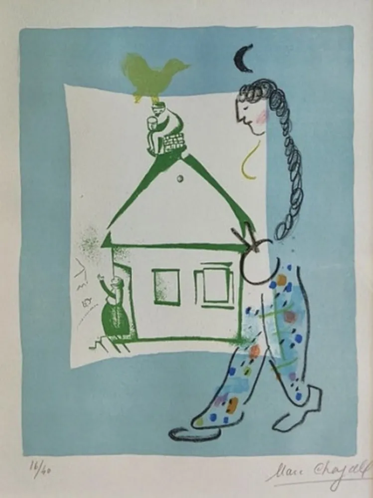 リトグラフ Chagall - The House in My Village