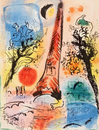 リトグラフ Chagall - Vision de Paris