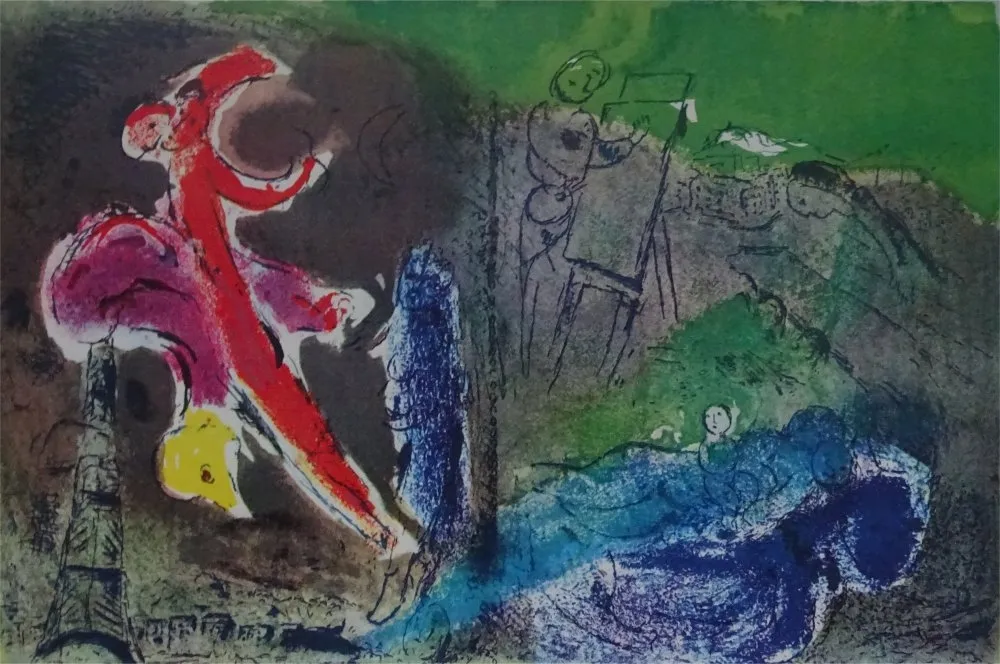 リトグラフ Chagall - Vision de Paris, 1952