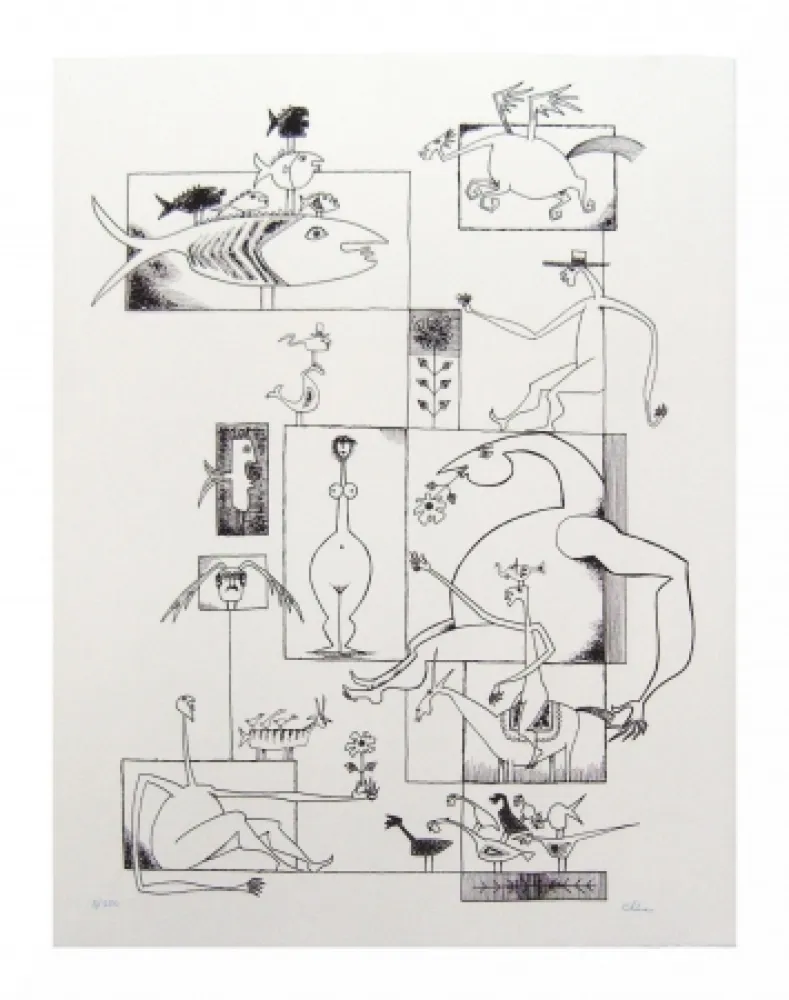 リトグラフ Chica - Ils sont tous là!