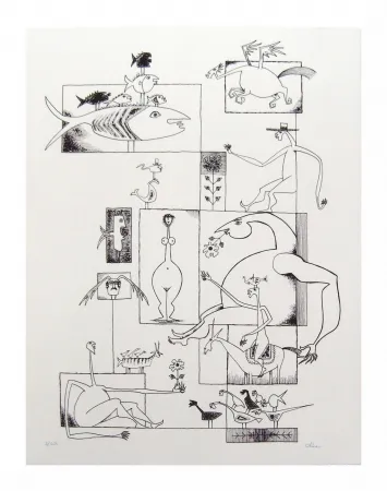 リトグラフ Chica - Ils sont tous là!