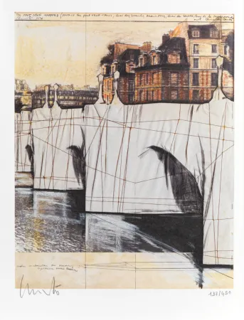リトグラフ Christo & Jeanne-Claude - The Pont-Neuf Wrapped (Project for Paris), 2020