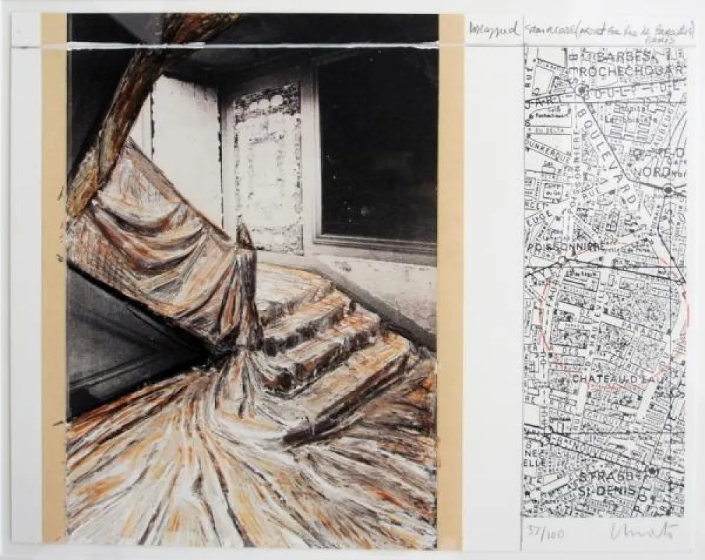 リトグラフ Christo & Jeanne-Claude - Wrapped Staircase. 2001. Signed 